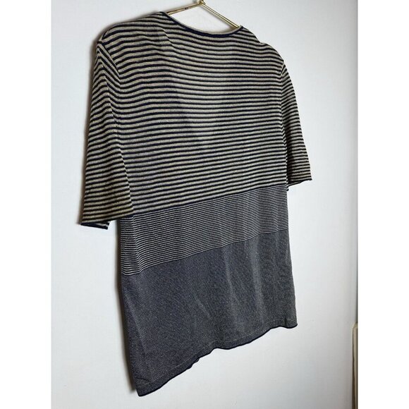 Escada Striped Short Sleeve Button Sweater Blouse Cardigan - Picture 8 of 9